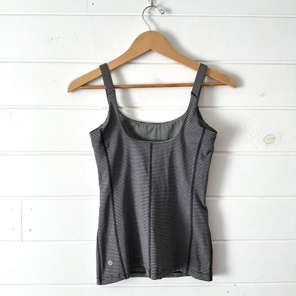 Lululemon Barre None Built In Bra Tank in Mini Pop Stripe Heathered Slate Black - Picture 10 of 12